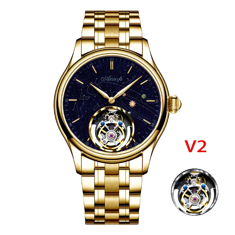 AESOP Original Flying Tourbillon Watches for Men Mechanical Skeleton Tourbillon Movement Fashion Wrist Watch Mens Sapphire 2025