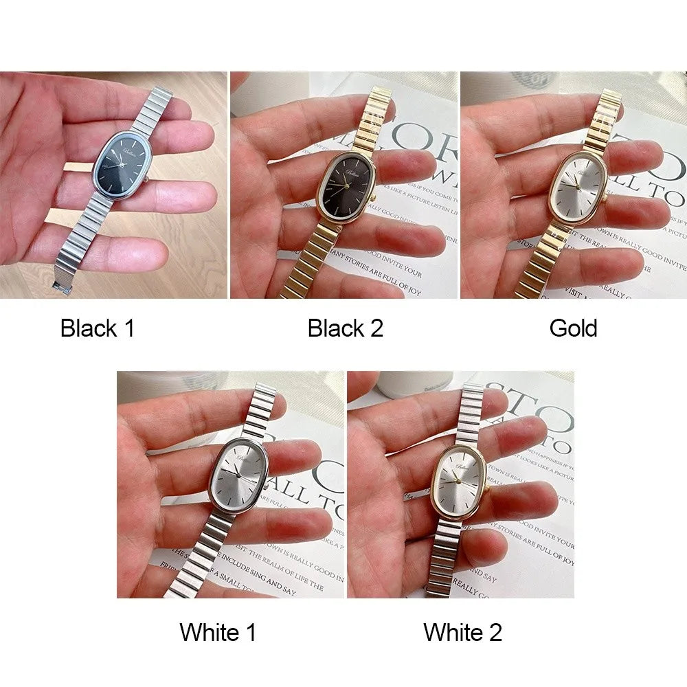 New Oval Dial Quartz Watch Simple Fold-down Clasp Watch Fashion Wristwatch Student Wristwatch