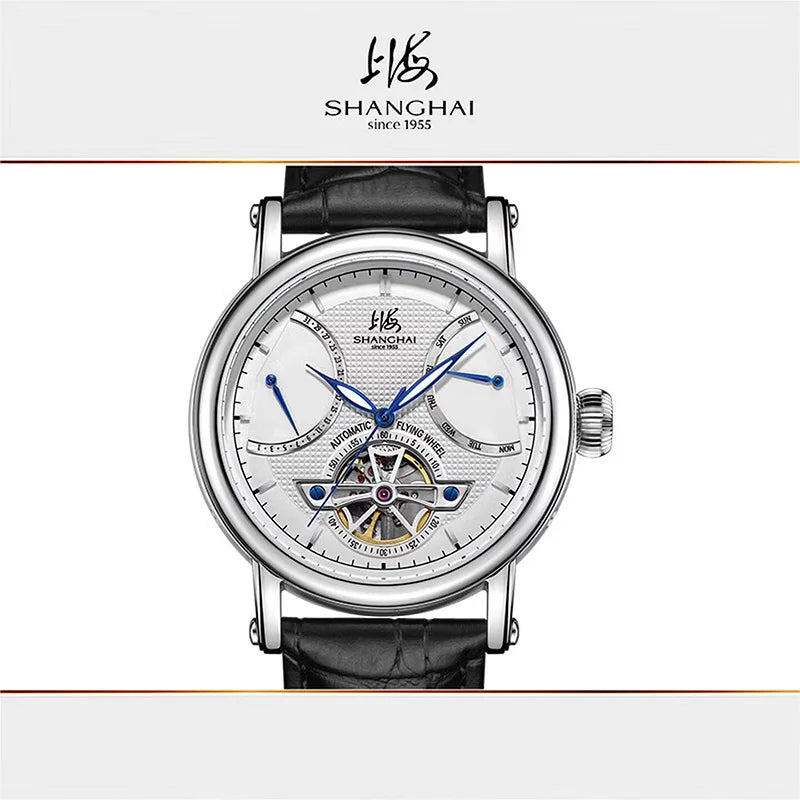 Shanghai Watch Men's Automatic Mechanical Watches 42mm Luminous Watch Sapphire Calendar Watch 5Bar Waterproof Wristwatch S8924