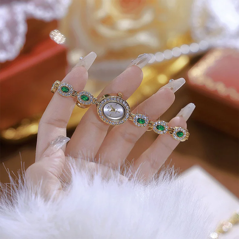Colorful Diamond Luxury Women's Watch Elegant Bracelet Wristwatch Waterproof Quartz Hand Clock Gifts For Girlfriend