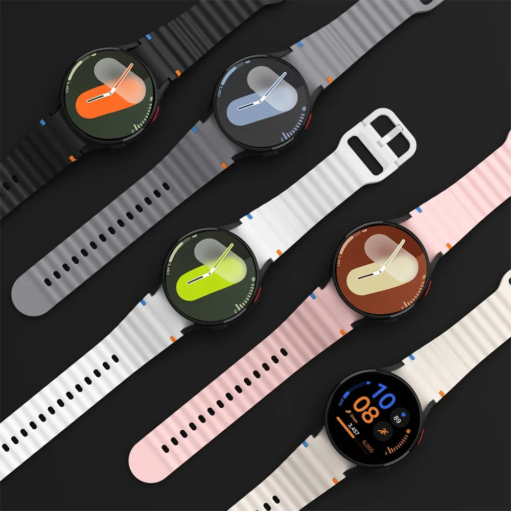 Official Silicone Strap for Samsung Galaxy Watch 7/FE/6/5/4 44mm 40mm 5 Pro Wave Bracelet for Watch 6 4 Classic 46mm 42mm Band