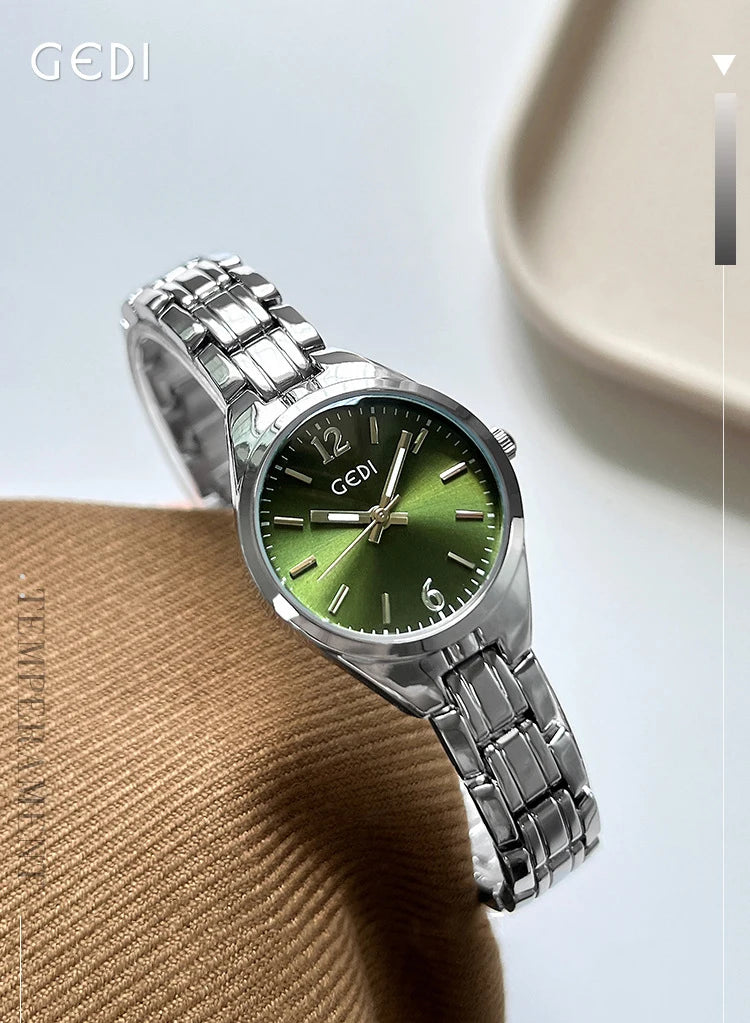GEDI Small Watch for Women Silver Light Luxury Elegant Waterproof Quartz Watches Ladies Wristwatches Fashion Casual Simple