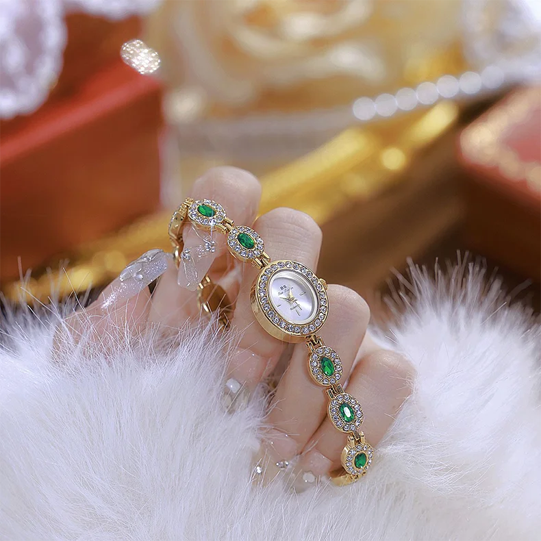 Colorful Diamond Luxury Women's Watch Elegant Bracelet Wristwatch Waterproof Quartz Hand Clock Gifts For Girlfriend