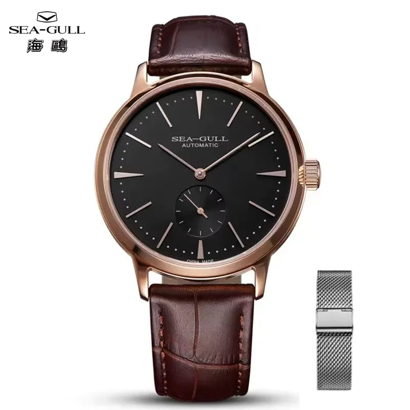 2025 Seagull Business Watch Men's Mechanical Wristwatches 50m Waterproof Leather Valentine Male Watches relogio masculino 6075