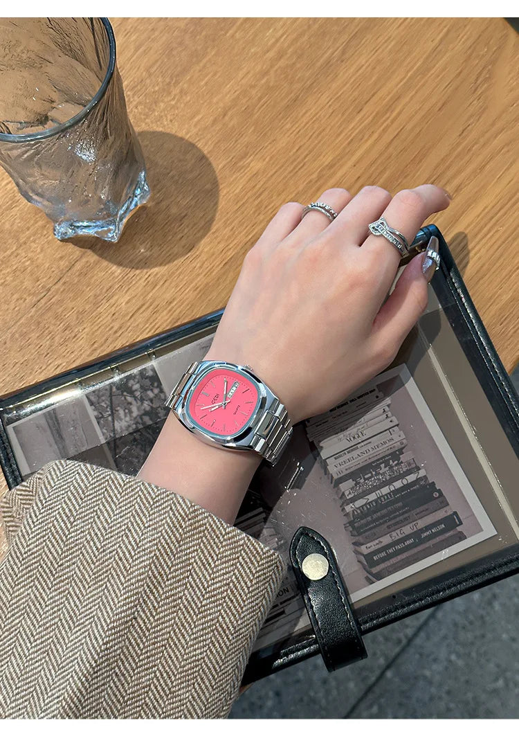 High Quality Women's Watch Minimalist Small Square Plate Bracelet Women's Watch Brown Quartz Waterproof Clock for Wife's Gift