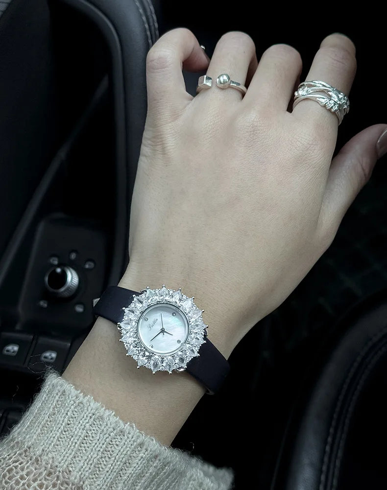 Women Watches for Girls Wrist Quartz Watch Sliver Gold Flower Diamond Orologio Ladies Vintage Wristwatch Stainless Steel Clock
