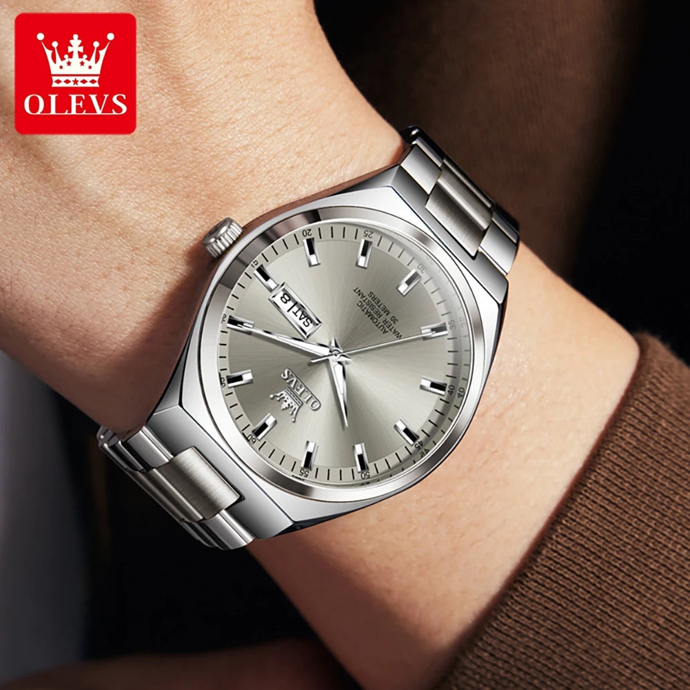 OLEVS 9907 NEW Business Watch for Men Fully Automatic Mechanical Movement Classic Date Week High-end Luxury Wrist watch for Men
