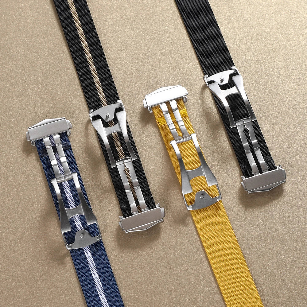 Premium Ribbed Watch Band Deployant Clasp Nylon 20mm 22mm Watch Strap for Omega Folding Buckle Watchband Sport Wristband For Men