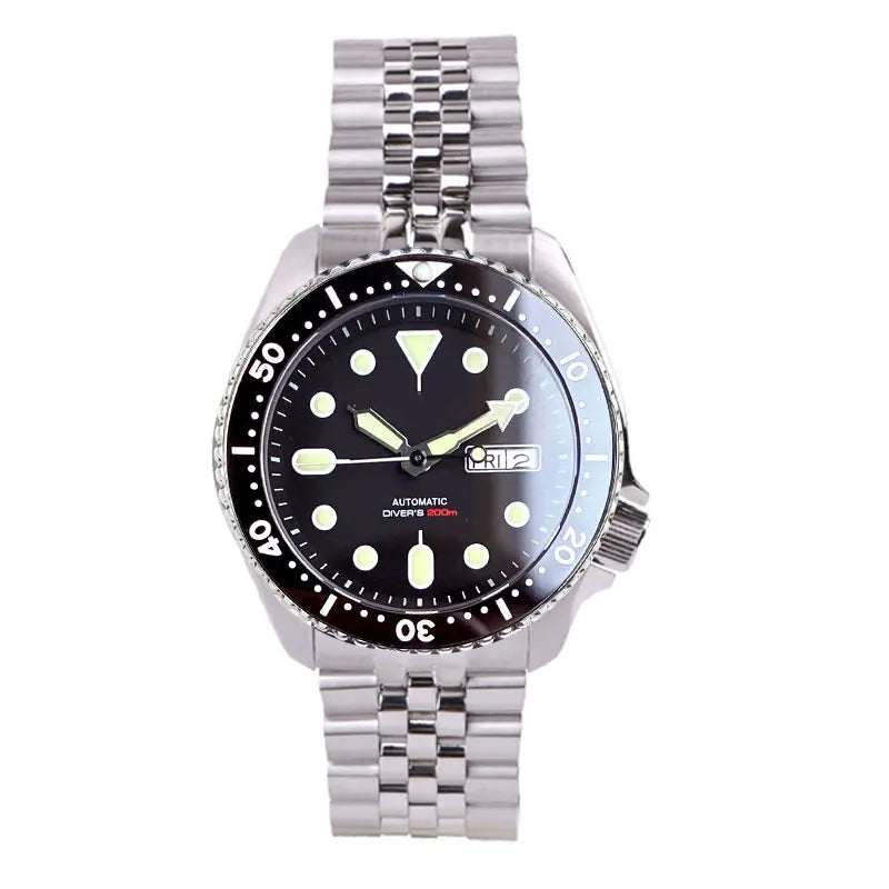 Diving Tandorio NH36 Week Date Steel Mechanical Watch Men 120clicks Bezel Chapter Ring 3.8 Crown 20ATM Waterproof SKX Mod Clock