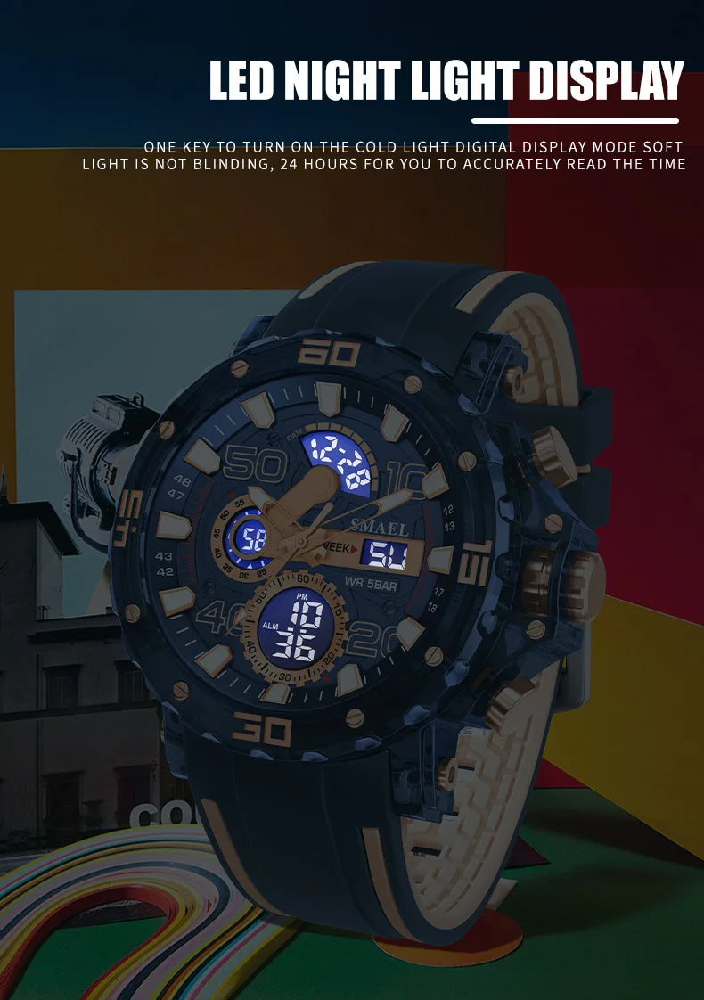 Military Watches Men Watch 2025 New 50M Waterproof Wristwatch Stopwatch Alarm LED Light Digital Watches 8136 Men's Sports Watch