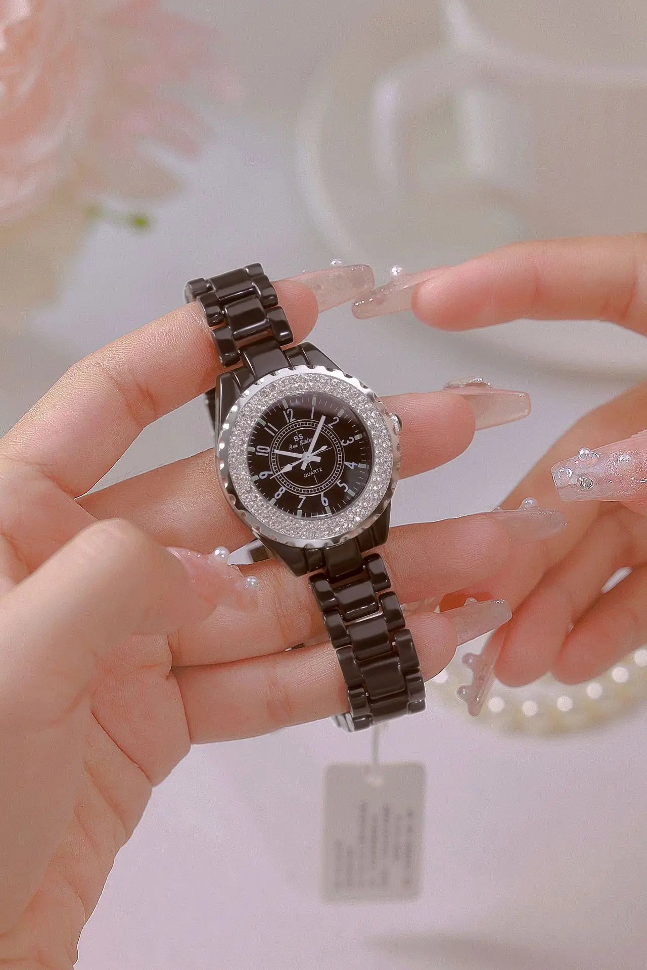 New Fashion Women Quartz Watch Ceramic Strap Clock Silver Diamond Wristwatch for Girl Student Relogio Feminino Dress Gifts