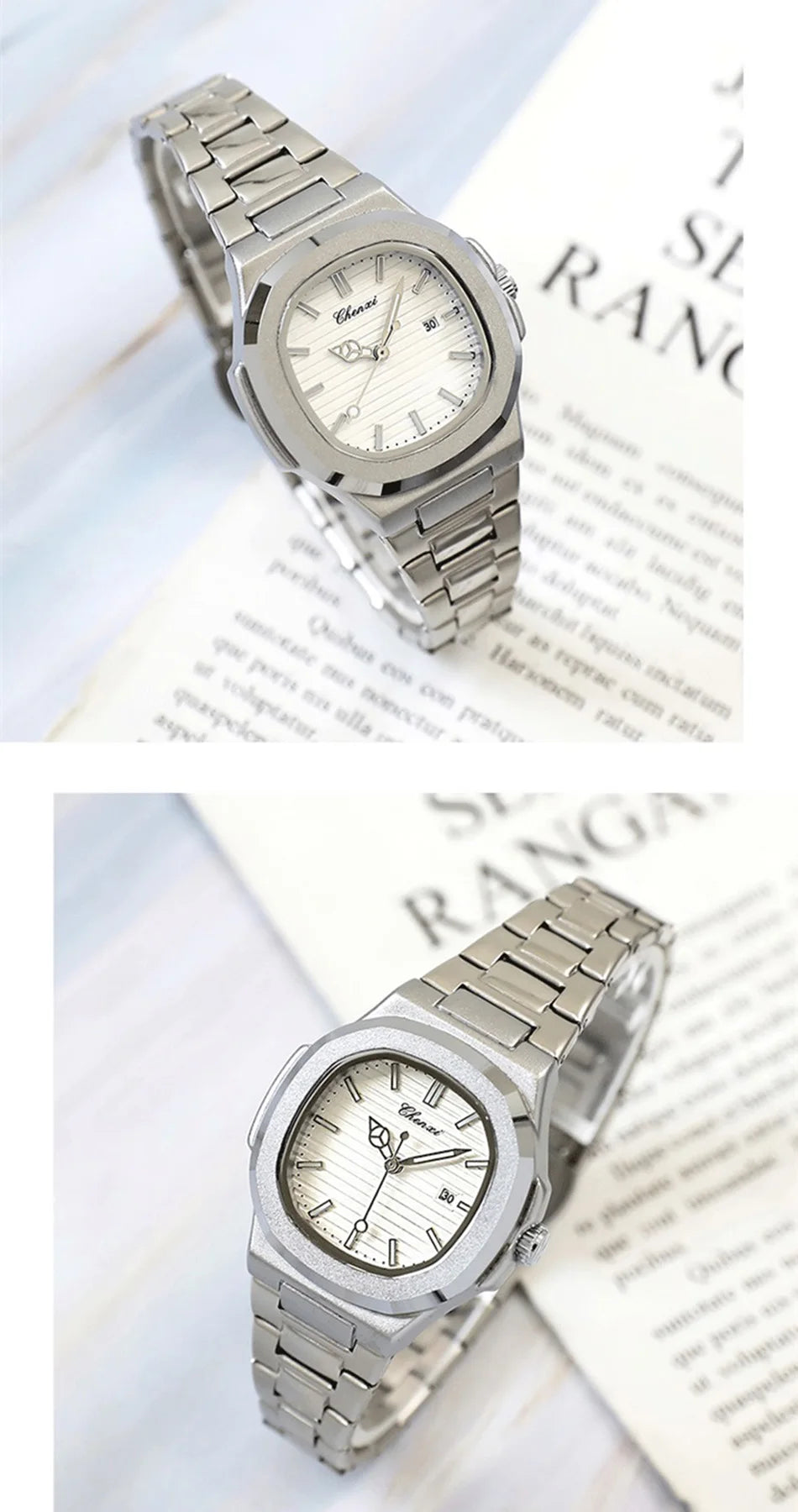 Watches For Woman Fashion Date Luminous Quartz Watch Silver Stainless Steel Clock Women's Stainless Steel Watch Waterproof