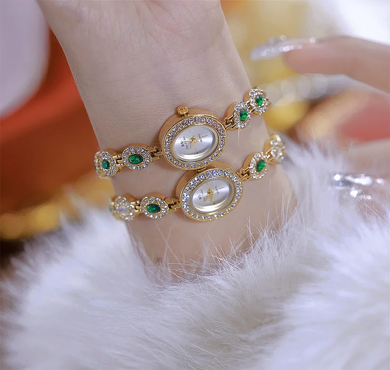 Colorful Diamond Luxury Women's Watch Elegant Bracelet Wristwatch Waterproof Quartz Hand Clock Gifts For Girlfriend