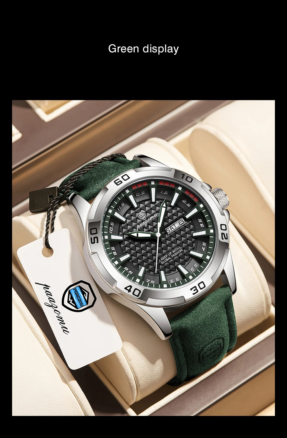 PAAZOMU Luxury Sports Men Watch Luminous Waterproof Chronograph Date Man Wristwatch Leather Quartz Business Men's Watches Reloj