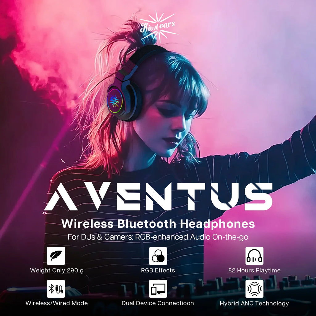 Linsoul Kiwi Ears Aventus Bluetooth Coaxial Driver DJ and Gaming Bluetooth/Wired Headphones Active Noise Cancellation Headphone