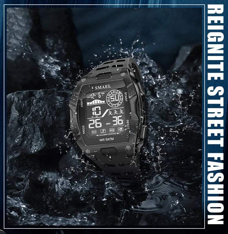 Military Watches Smael relojMen Watch 2025 New 50M Waterproof  Stopwatch Alarm LED Light Digital Watches 8130 Men's Sports Watch