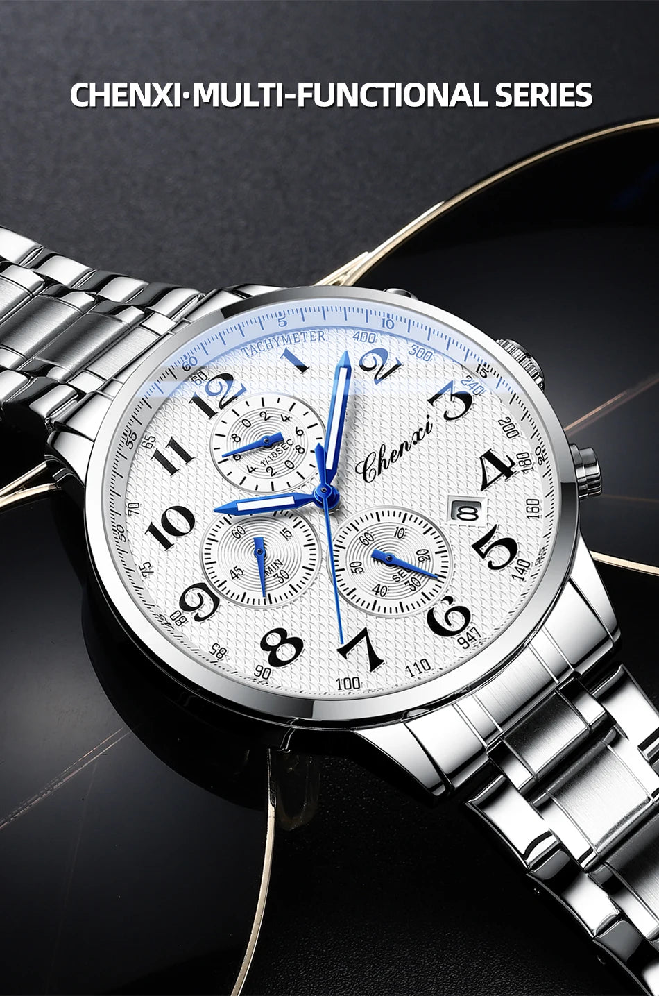 CHENXI Watches For Men Multi-functional Quartz Man Watch Calendar Luminous Chronograph Men's Wristwatches Gifts