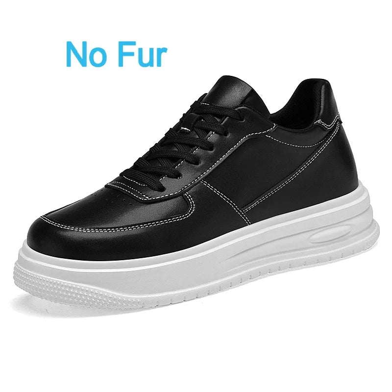 British Style Casual Leather Men's Vulcanized Shoes Fashion Low Top Thick Bottom Antiskid Sneakers Genuine Leather Board Shoes