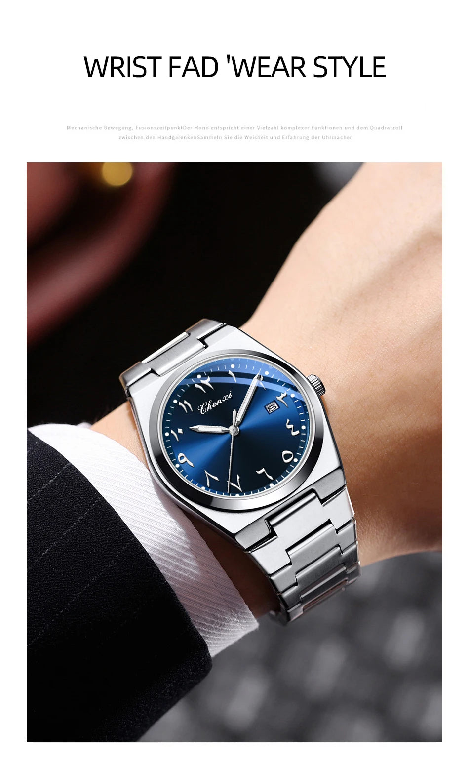 CHENXI Eastern Arabic Numerals Men's Wristwatch Business Casual Luminous Watches for Men Calendar Waterproof Quartz Man Watch