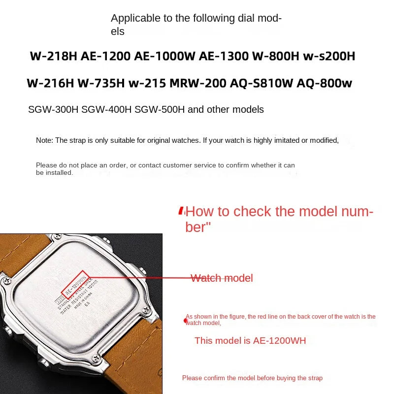 18mm cowhide Watchband for Casio small square strap AE1200/AE-1300/1500 F-108/W-218  A158/A168 vintage cowhide strap  bracelet