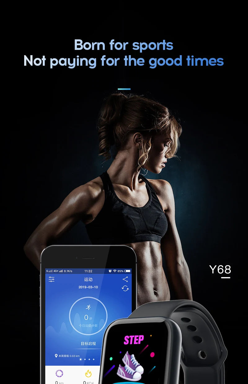 Multifunctional Smart Watch Men Women Bluetooth Connected Phone Music Fitness Sports Bracelet Sleep Monitor Y68 Smartwatch