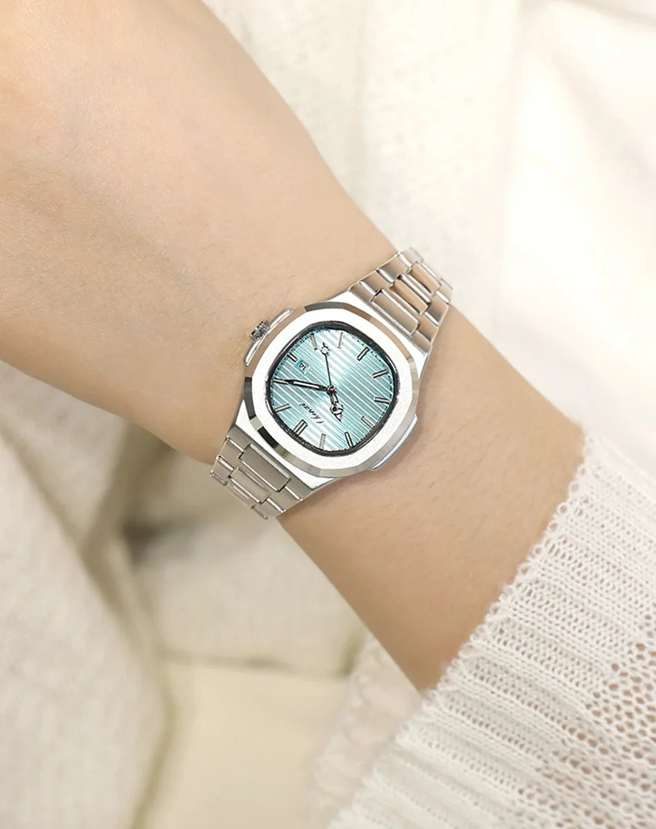 Watches For Woman Fashion Date Luminous Quartz Watch Silver Stainless Steel Clock Women's Stainless Steel Watch Waterproof