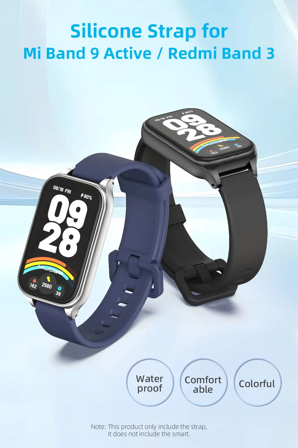 Strap For Mi Band 9 Active Watchband for Mi Band 8 Active 9 Active Silicone Wristband for Mi Band 9 Active Smartband Accessories