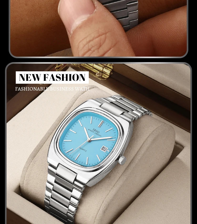IBSO Luxury Men's Watch 3ATM Hot Selling Wholesale Price Japan Movement Calendar Function Adjustable Stainless Steel Strap