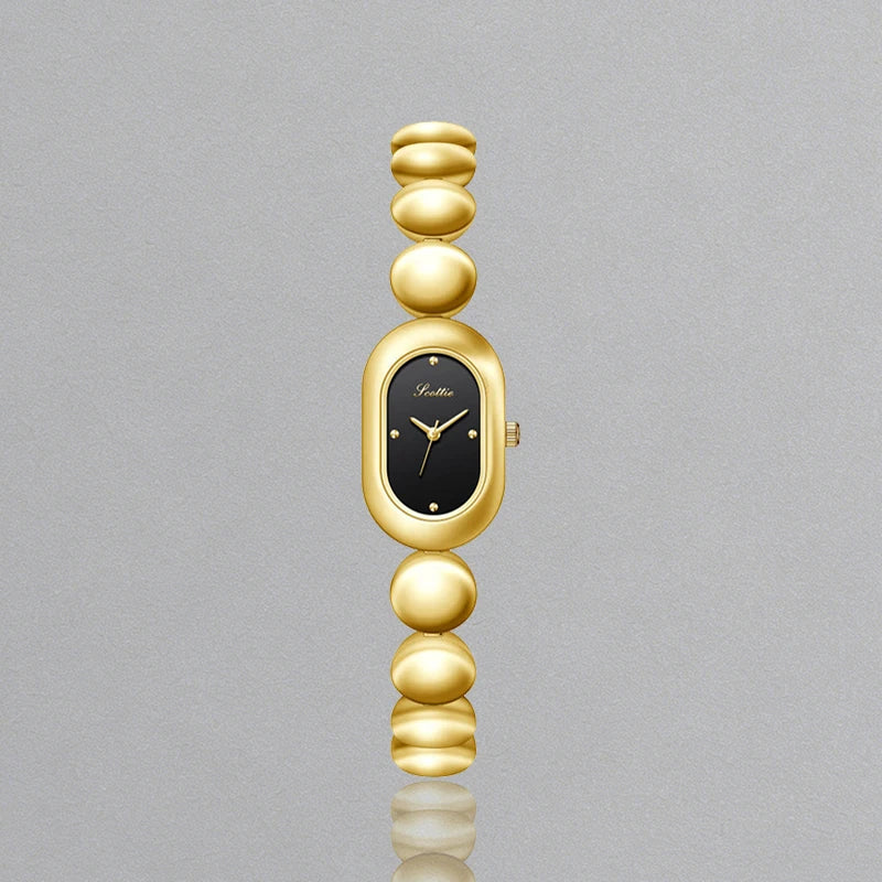 Womens Watch for Girls Wrist Quartz Reloj Sliver Grey Gold Orologio Ladies Luxury Oval Shaped Wristwatch Stainless Steel Clock