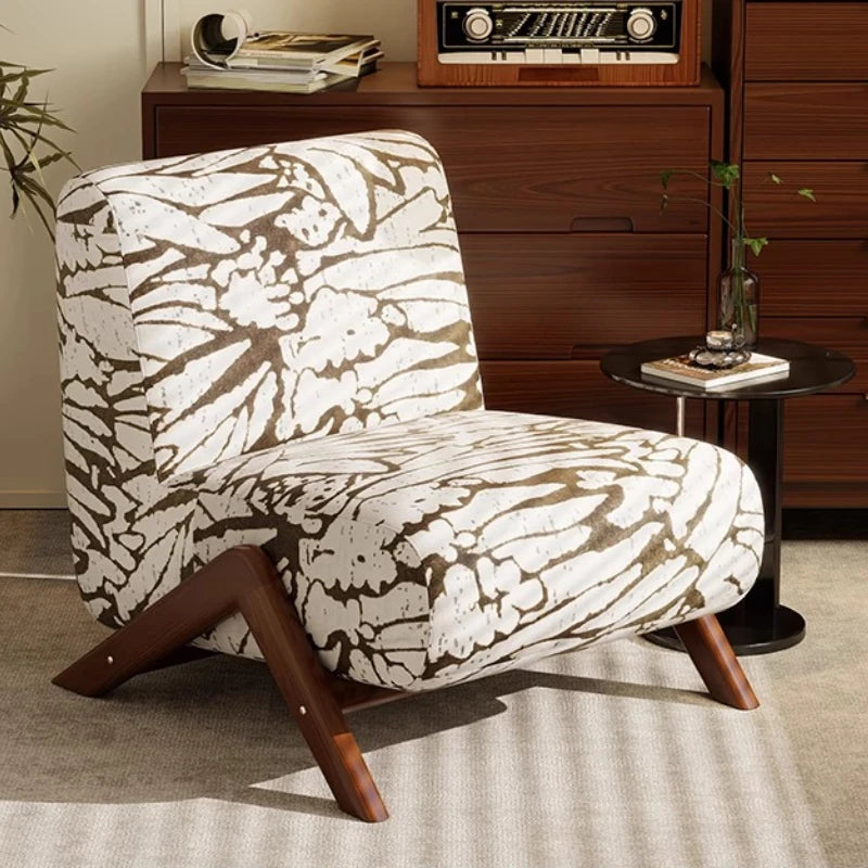 Single Sofa Chair with Antique Style, Lazy Living Room, Balcony, Leisure Chair, Zebra Chair, Solid Wood Designer Single Chairs