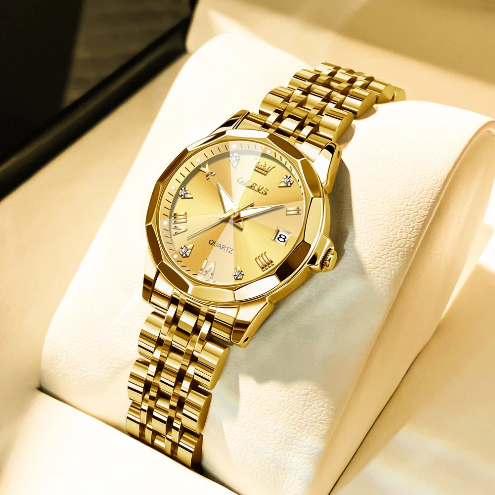 OLEVS 9931 Elegant Fashion Women's Watches Luxury Brand Original Quartz Watch forLadies Waterproof Stainless Steel Luminous Date