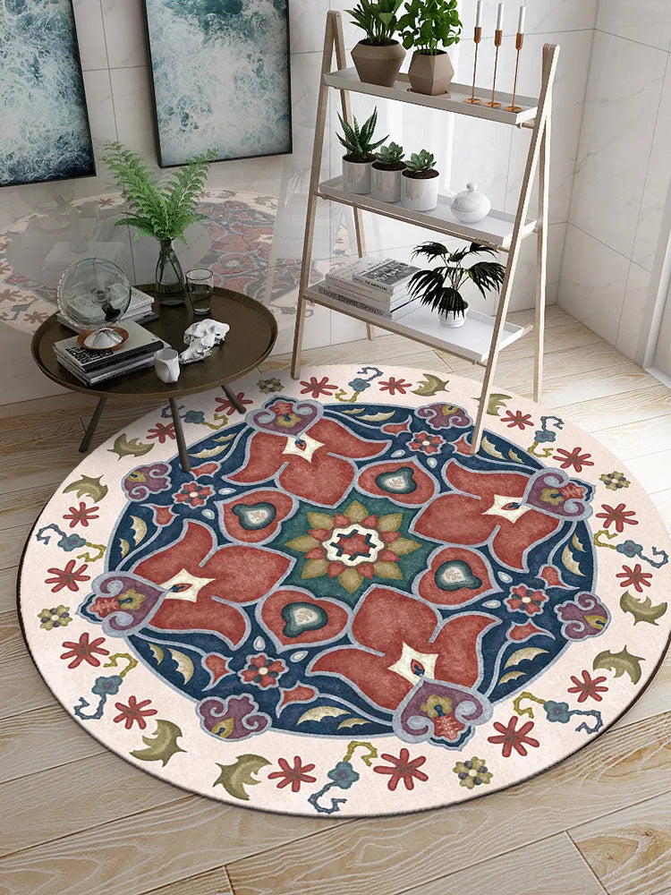 Moroccan Style Living Room Decoration Round Carpet Large Area Rugs for Bedroom Home Rocking Chair Floor Mat Washable Lounge Rug