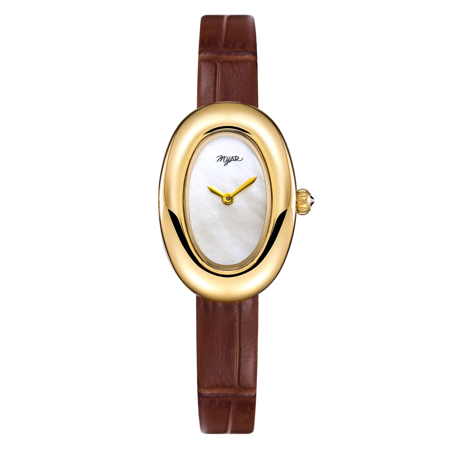 MYAR Women Watch for Girls Quartz Reloj Mujer Sliver Diamond Oval Shaped Orologio Ladies Wristwatch Simple Stainless Steel Clock