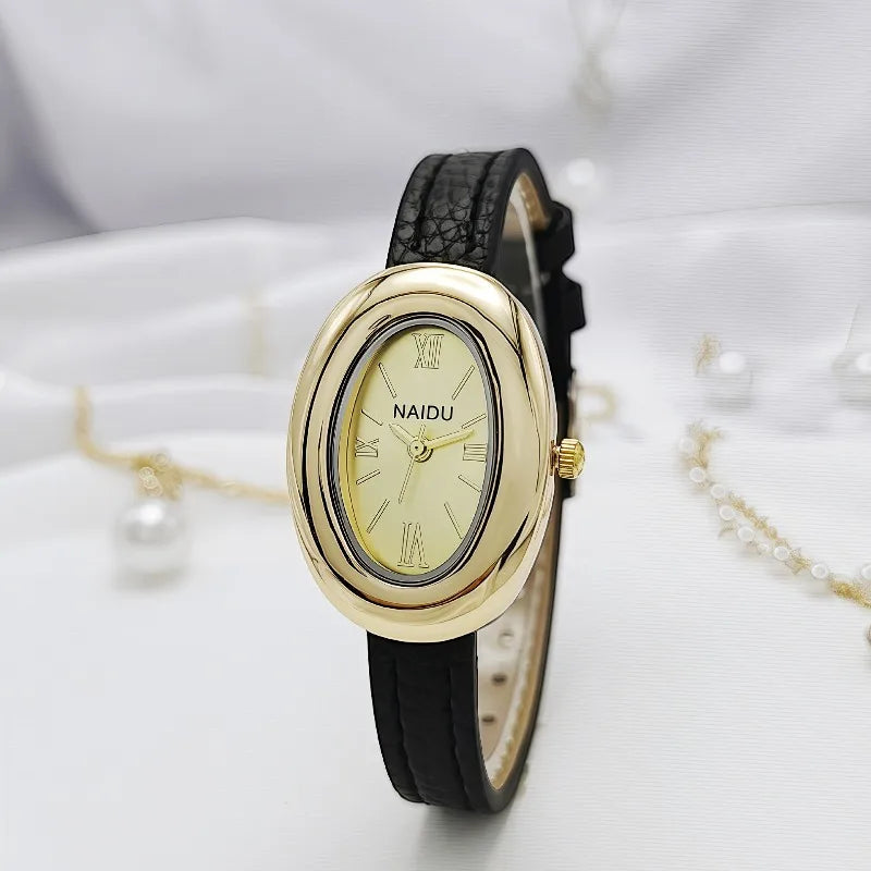 Luxury Pigeon Egg Dial Women's Quartz Watch Vintage Leather Strap Wristwatches Gift Clock Dropshipping Reloj Mujer Montre Femme
