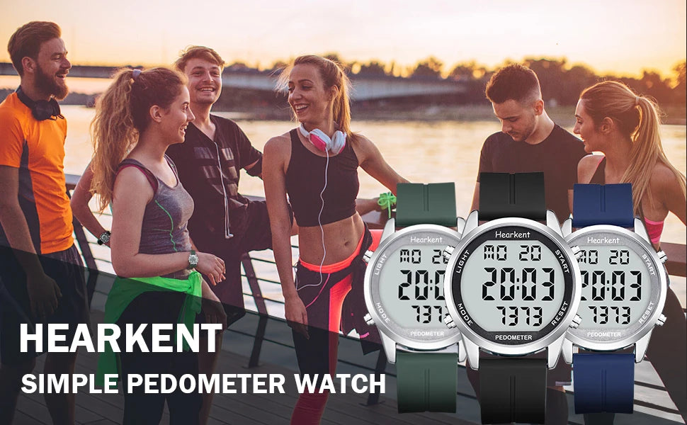 Hearkent Pedometer Watch Men's Digital Watch No Bluetooth Sport Watches Step Calories Counter Walking Fitness Tracker Wristwatch