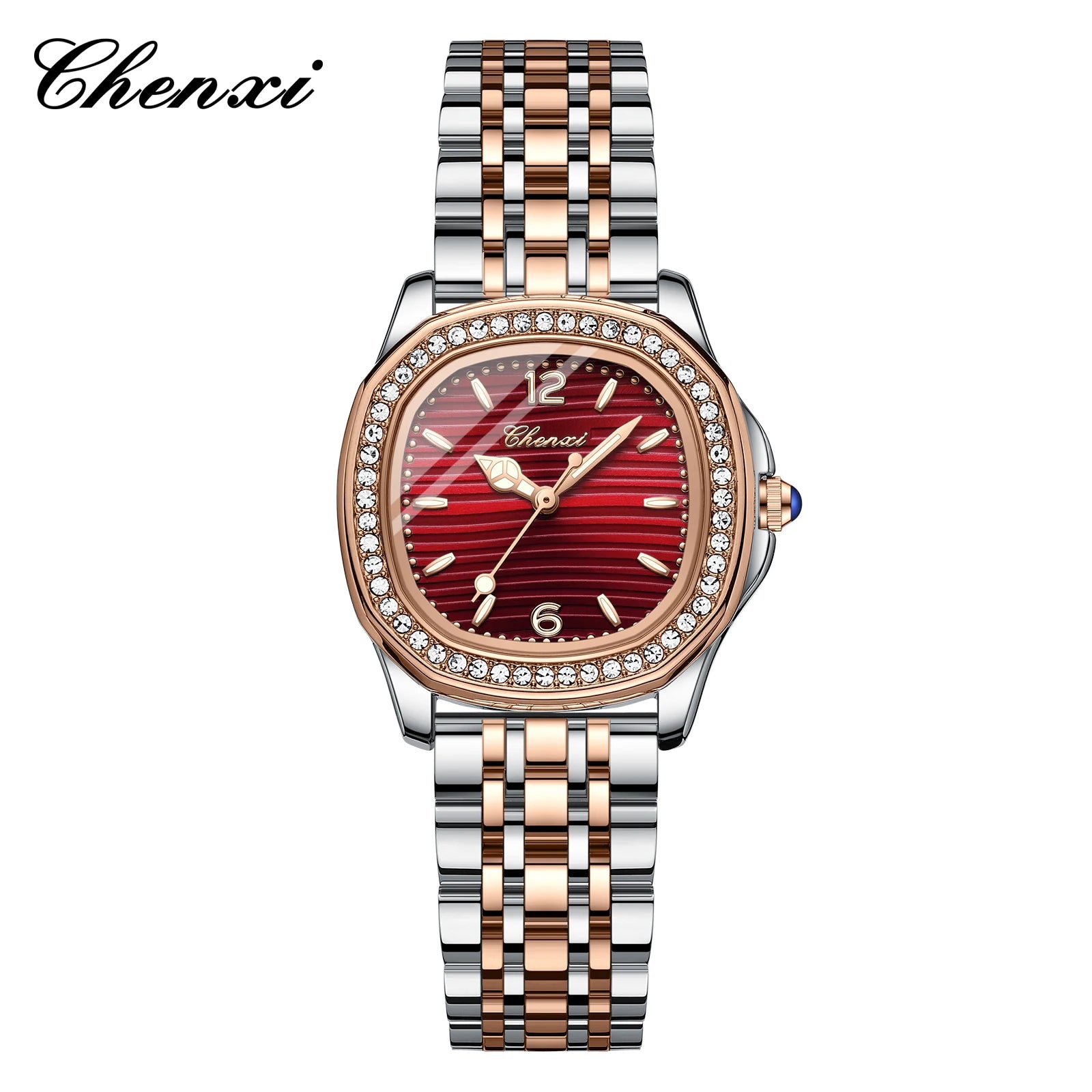 CHENXI Luxury Elegant Watches For Woman Fashion Diamond Dial Quartz Watch Ladies Rose Gold Wristwatch Waterproof Luminous