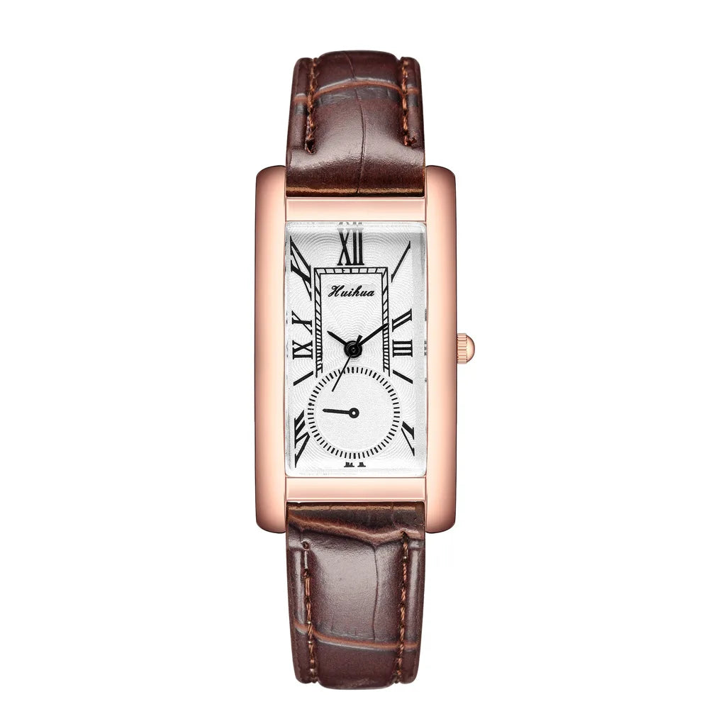 2025 New Fashion Thin Belt Watch Women's Rectangular Quartz Leisure Roman Scale Women's Watch
