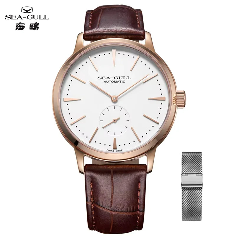 2025 Seagull Business Watch Men's Mechanical Wristwatches 50m Waterproof Leather Valentine Male Watches relogio masculino 6075