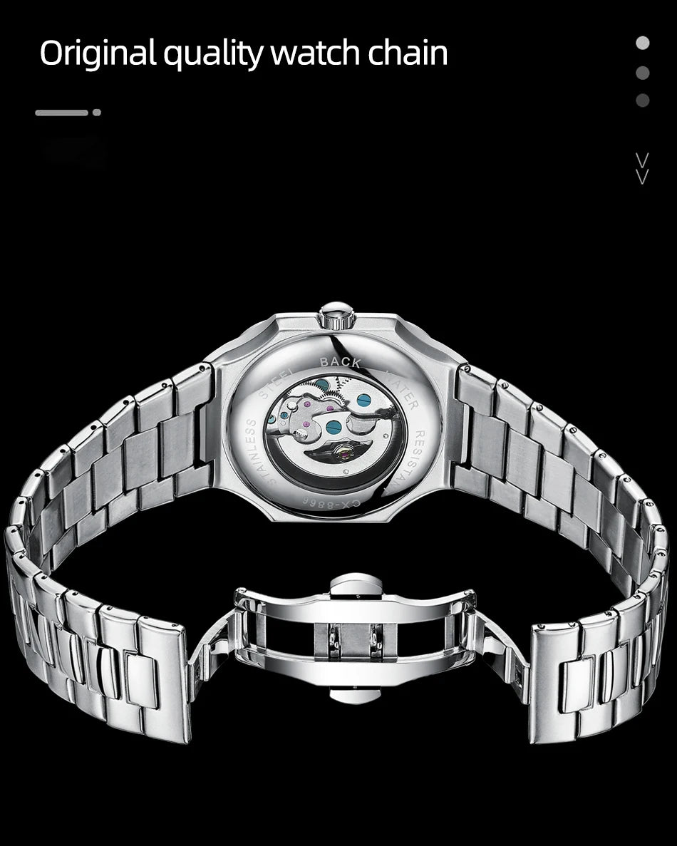 CHENXI Mechanical Men's Watch High-end Square Dial Men Watches Fully Automatic Hollow Wristwatches Male Gifts