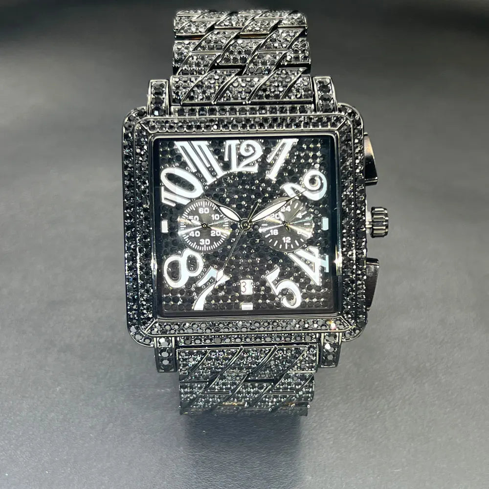 New MISSFOX Luxury Diamond Watch For Men Fashion lce Out  Big Face And Band Wristwatch Bling Hip Hop Style Jewelry Dropshipping