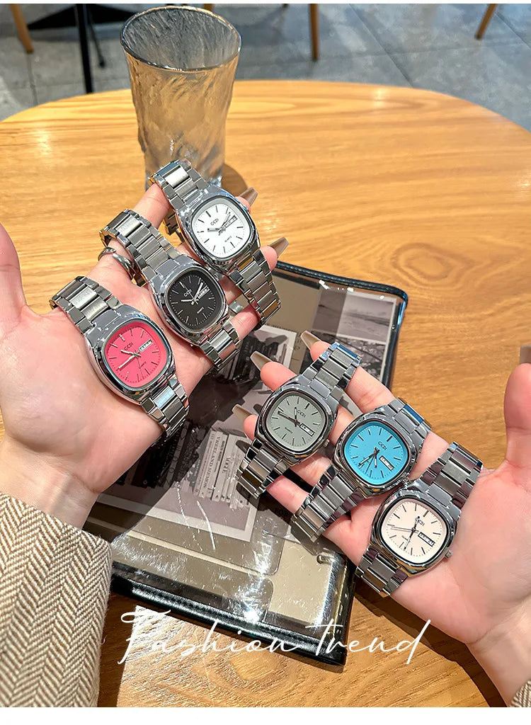 High Quality Women's Watch Minimalist Small Square Plate Bracelet Women's Watch Brown Quartz Waterproof Clock for Wife's Gift