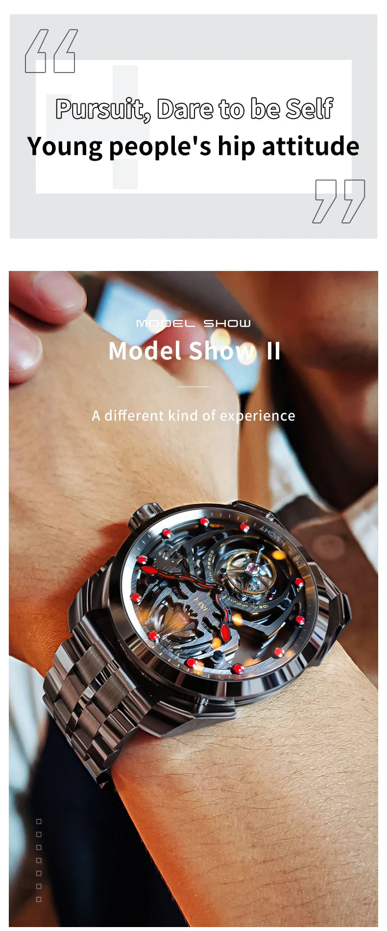 IDEAL KNIGHT 6802 Tourbillon Watch For Men Transparent Skeleton Mechanical Wristwatch Man Luxury Top Brand Limited Edition Watch