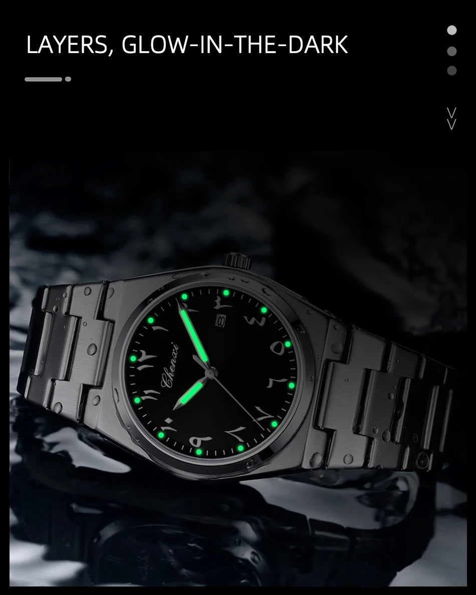Original Men's Watches CHENXI Eastern Arabic numerals Dial Date Luminous Quartz Business Simple Watch Waterproof Stainless Steel