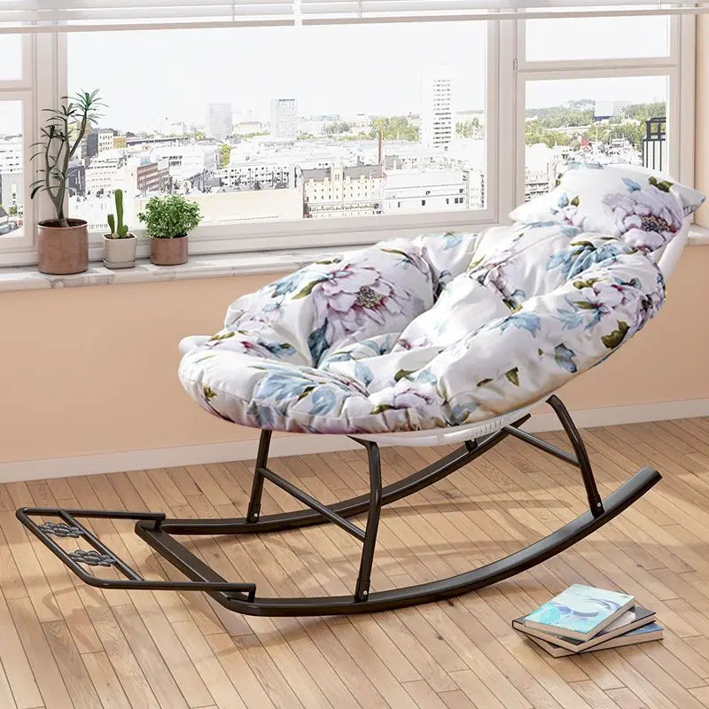 Leisure Lounge Chair, Garden Chair, Widened Rocking Chair, Rattan Rainbow Rocking Chair