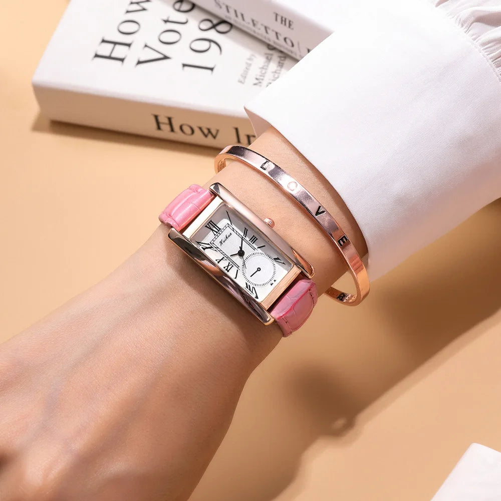 2025 New Fashion Thin Belt Watch Women's Rectangular Quartz Leisure Roman Scale Women's Watch