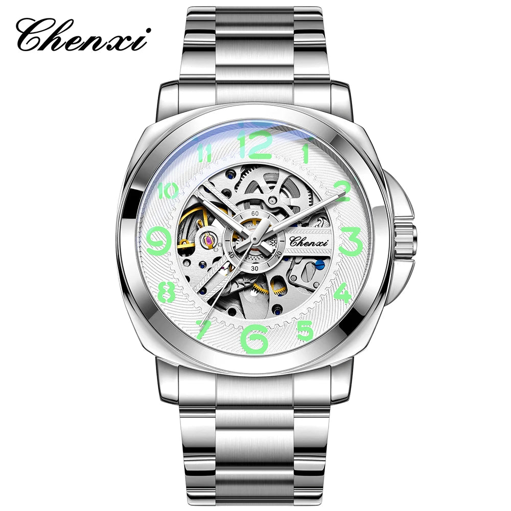 CHENXI New Mechanical Men's Watches Large Openwork Dial Fashion Luminous Waterproof Fully Automatic Mechanical Watch Man