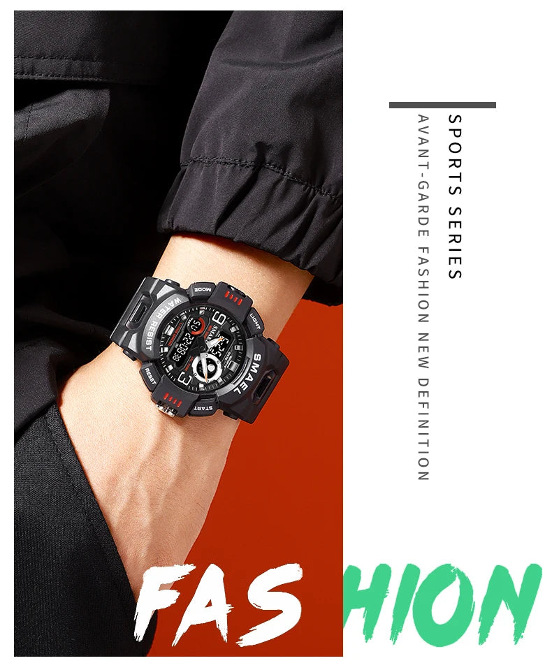 SMAEL Sport Watches Digital Watch LED 50m Waterproof Military Wristwatch Male Clocks 8063 Mens Watches  Stopwatches Alarm Clock