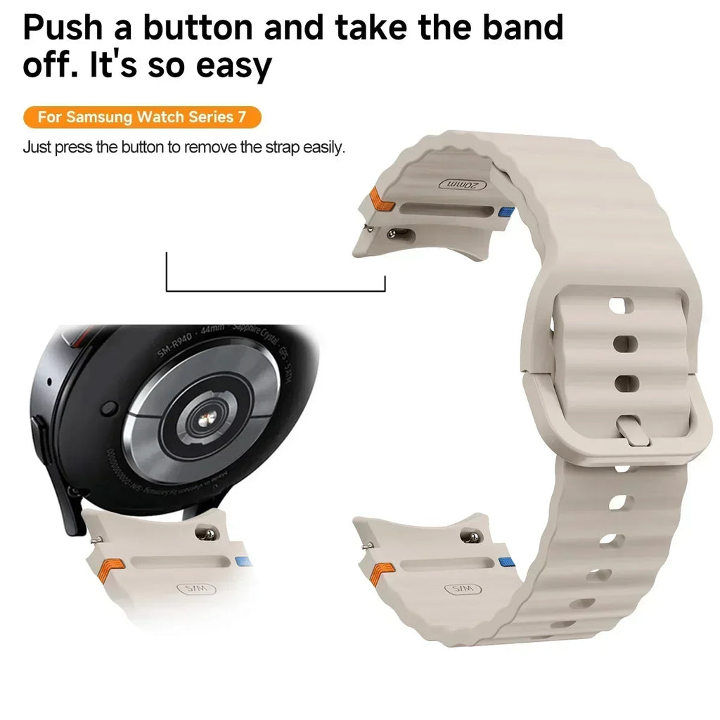 New Official Silicone Strap For Samsung Galaxy Watch 6 4 Classic 47mm 46mm 43/42mm Watchband Galaxy Watch 7 6 5 4 40mm 44mm Belt