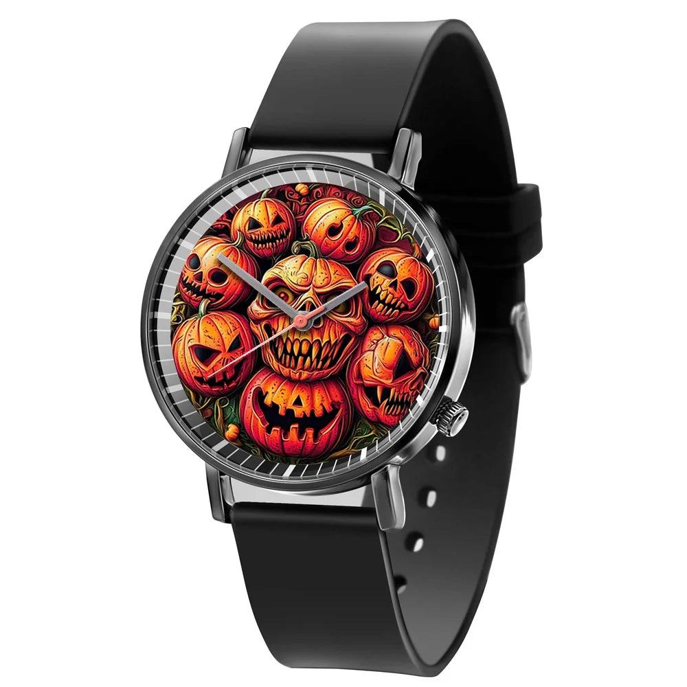 Hot 2025 Skull Simple Design Men's and Women's Quartz Watch Casual Silicone Black Women's Fashion Halloween Gift Wristwatch