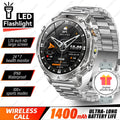 Brand+ Military 1400mAh Battery Smart Watch Men Outdoor Flashlight 10ATM Waterproof Heart Rate Bluetooth Call Sports Bracelets